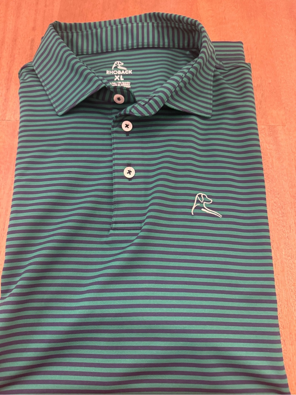 Rhoback Striped Polo in Teal and Navy